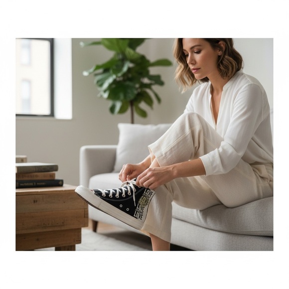 Carefully Chosen ❤️ love-print Converse high tops sneakers - Picture 4 of 10